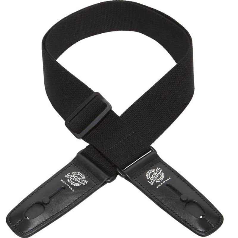 Lock-It Straps Cotton Series 2 in. Guitar Strap - Black image 1