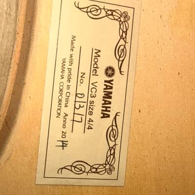 Yamaha VC3 4/4 Cello Outfit 2014 - Natural Poly Varnish (w/ Gig Bag)) image 2