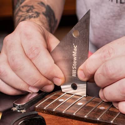 StewMac Precision Fret Tool Trio, Metric – String Action Gauge, Fret Rocker, Fret Kisser for Guitar Setup & Repair image 5