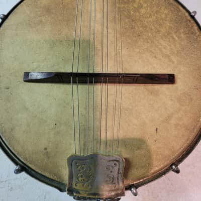 C. Bruno & Son Mandolin Banjo Vintage 8 string original 17 bracket Circa 1910 - 1920 - Original friction tuners, Original Calf skin head, 8 string, 17 brackets, straight neck, fair condition with wear consistent with age image 4
