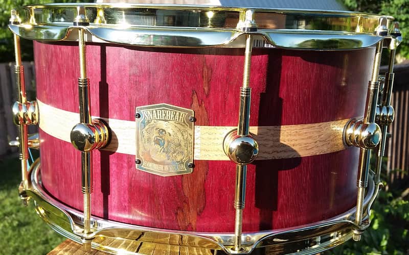 SnareBear 14x7 Grizzly PH Purple Heart Stave Snare Drum image 1