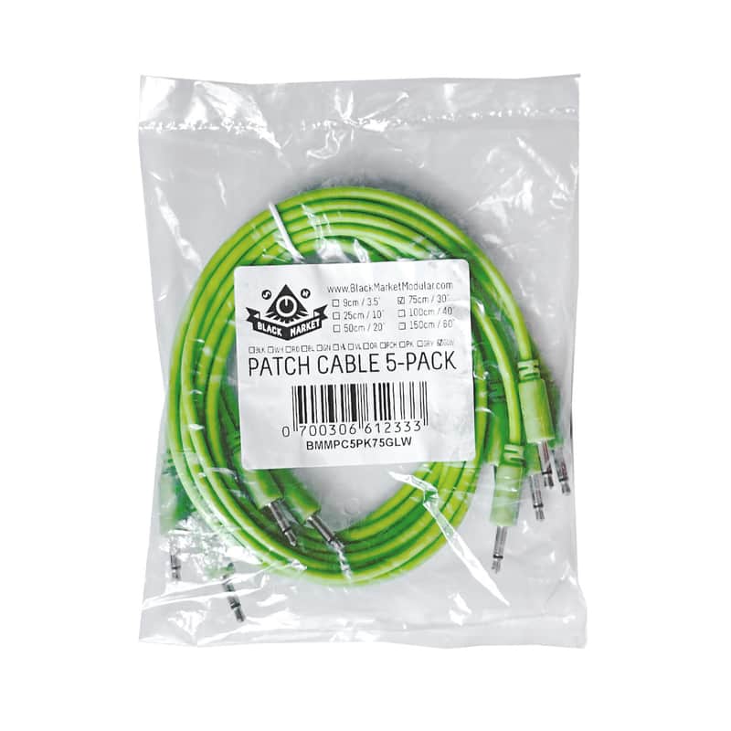 Black Market Modular Eurorack Patch Cables (75cm - Glow in the dark - 5 Pack) image 1