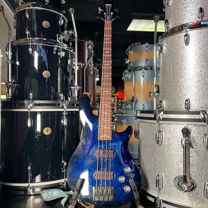 Schecter Guitar Research Omen Elite 4 / Four String Electric Bass Guitar in See-Thru Blue Burst with Hardshell Case (RM 2) image 1
