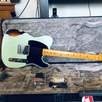 MJT/Fender Telecaster Esquire Aged Surf Green Nitro over 3-tone Sunburst image 1