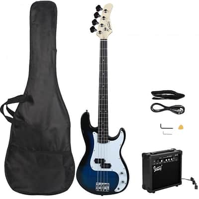 Glarry GP Blue 4 String Bass Guitar w/ 20W Amplifier image 20