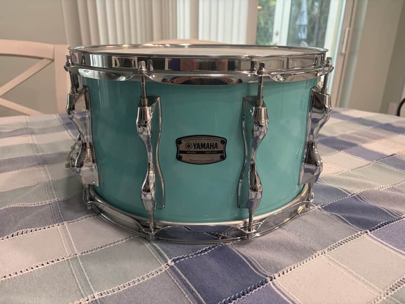 Yamaha Recording Custom 14x8.5 Snare Drum MIJ Birch – Surf Green / Aqua Lacquer – Excellent Condition image 1