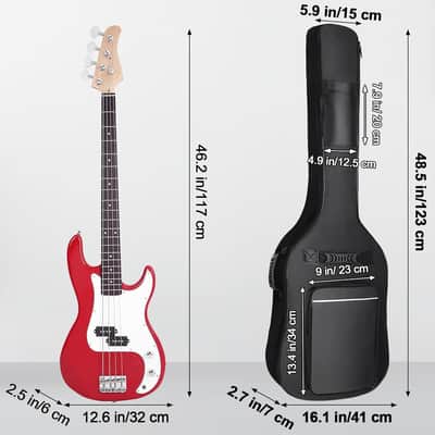 Bass Guitar Case, Bass Guitar Gig Bag 0.35 Inch Waterproof Thick Padding Backpack Soft Electric Bass Guitar Bag Dual Adjustable Shoulder Strap Pocket & Back Hanger Loop Black image 2