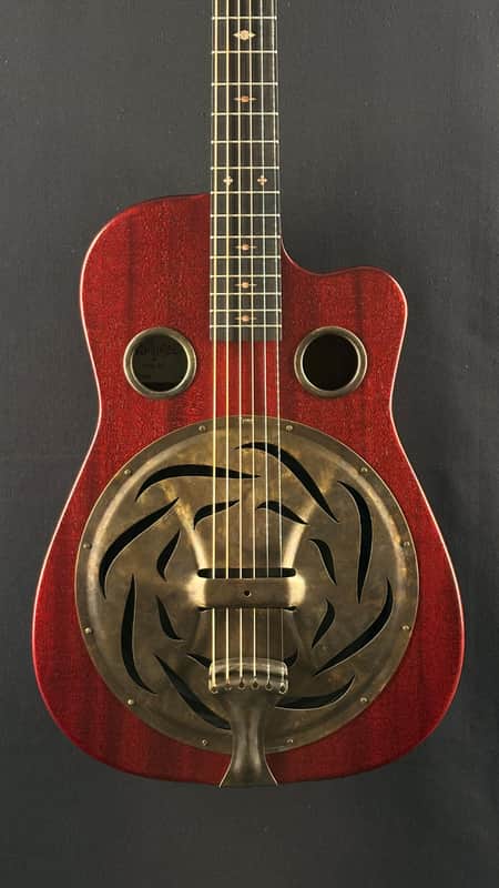 Beard Trailhead-E All Mahogany Roundneck Resonator with Cutaway in Scarlet image 1