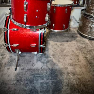 Ludwig No. 980 Super Classic Outfit 9x13 / 16x16 / 14x22" Drum Set with Keystone Badges 1968 - 1969 - Red Sparkle image 11