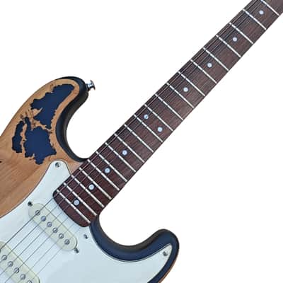 Relic Black ST Electric Guitar Gold Hardware – Vintage Style Strat 6 String image 4