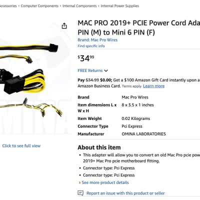 AVID MAC PRO 2019+ PCIE Power Cord Adapter Mini 8 PIN (M) to Mini 6 PIN (F) image 6