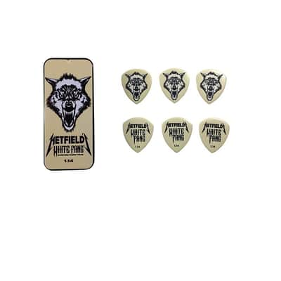 Dunlop Guitar PIcks White Fang Pick Tin 6 Picks 1.14mm James Hetfield