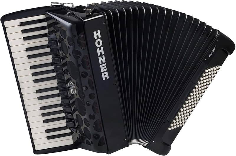 Hohner Amica Forte IV 96 Piano Accordion Included Gigbag and Straps - Jet Black (AMIV96B N) image 1