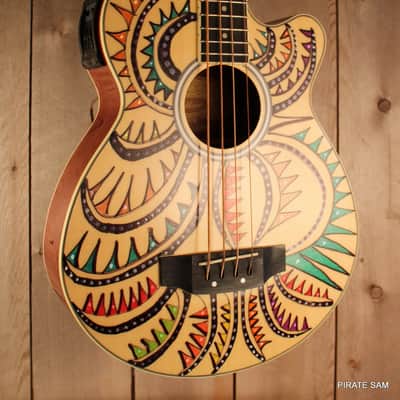 Washburn AB5K Custom Art 4-String Acoustic Bass "Spikes of the South West " w/gig bag image 6