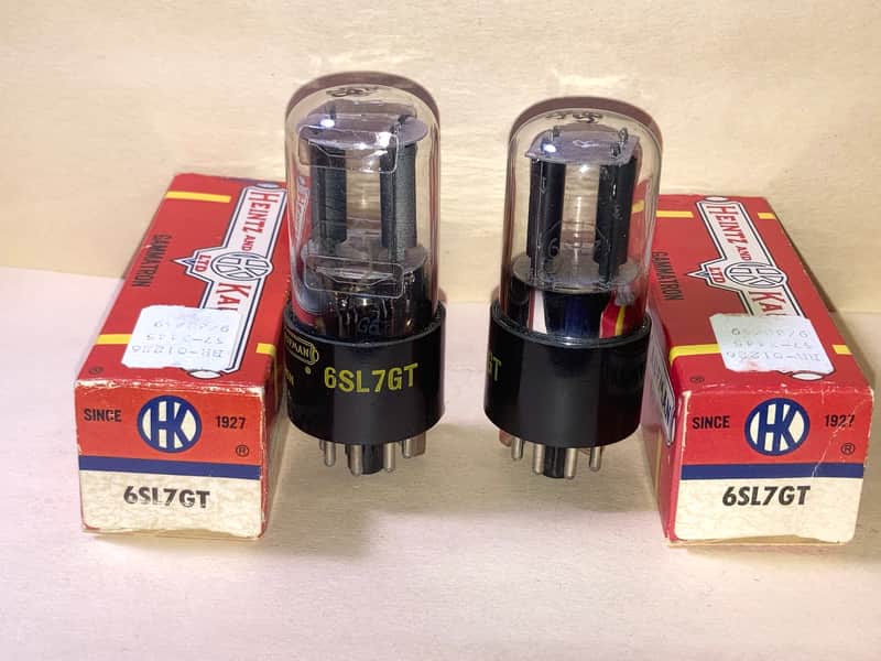 1960's RCA Marked Heintz and Kaufman 6SL7GT ECC35 Tubes - Matched Pair, NOS/NIB, Tested, Matched Codes image 1