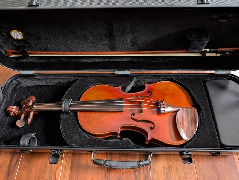 Revived Antique Unlabeled French Strad Copy 4/4 Violin Vintage 1920's Fiddle w/ New Brazilwood Bow and Composite Case image 1