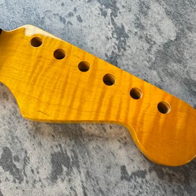 BMC Guitar Neck Strat® Stratocaster® 21 Fret Amber Flame Maple With Rosewood Fingerboard Rounded Fret Ends 9.5 Radius  SFMRA21 #2 image 2