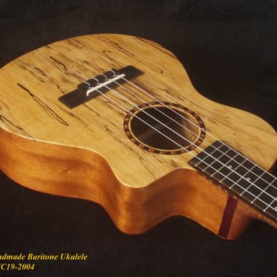 Handmade Baritone Ukulele, Solid Spalted Maple, Spalted Rosewood Cutaway, 4 String, Soft-bag, Bruce Wei UC19-2004 image 2