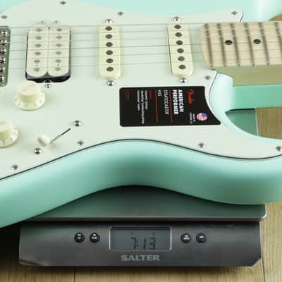 Immagine Fender American Performer Strat HSS Maple Satin Surf Green US22069619 - 4