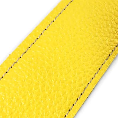 Yellow Premium Leather Ukulele Strap -Bright Yellow Leather Ukulele Strap -Handmade -Soft Leather Ukulele Strap - Button Ukulele Strap image 2