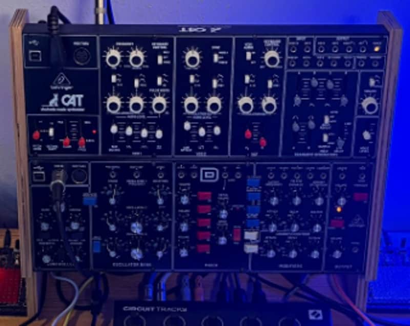 Behringer Synth 2 Tier Stand for Double Modules -Slantback -Panels -Cheeks -Wood image 1