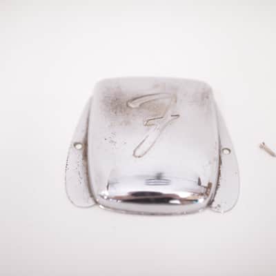 1966 Vintage Fender Jazz Bass F-Logo BRIDGE COVER Chrome JBass Guitar Original 1960's 1967 1968 1969 image 9