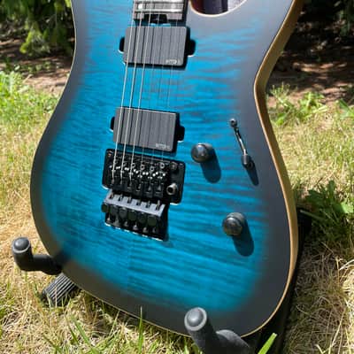 ESP USA M-II FR Black Aqua Burst Satin 2023 - OHSC- Excellent image 2