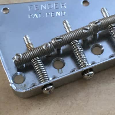Vintage 50s Reissue Fender Pat. Pend. USA Lightly Aged Tele Ashtray Bridge Relic 3 Threaded Saddles image 4