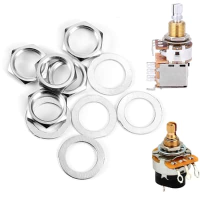 10 Pcs Guitar Input Output Jack Socket Nut and Washer, US Thread 3/8" Guitar Pots Nuts Potentiometer Hex Nut and Washers, Guitars Metric Jack Nuts for Guitars Bass, Silver image 4