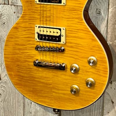 NEW Vintage V100-AFD Reissued Paradise Series Single Cut - Flamed Amber, Support Small Business and Buy It Here! image 5