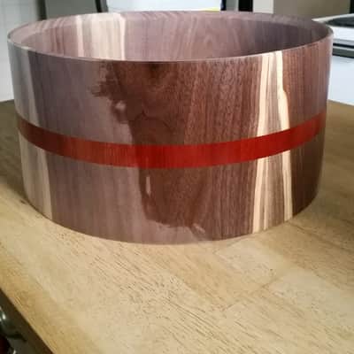 Custom Built Snare 14" X 6.5" Walnut/Bloodwood Stave Snare Drum 2017 Satin image 4