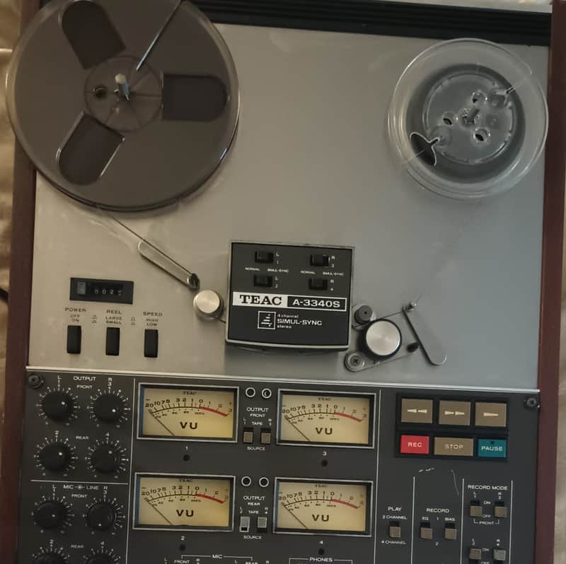 TEAC A-3340S 1/4" 4-Track Reel to Reel Tape Recorder 1970s - Silver image 1