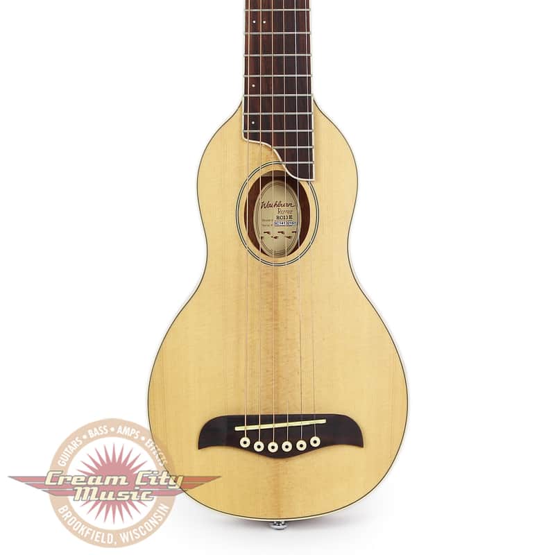 Washburn RO10E Rover Acoustic-Electric Travel Guitar in Natural with Case image 1