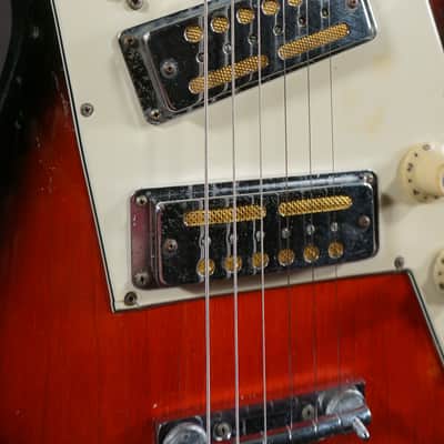 1960s Norma EG-405-2 Redburst MIJ Vintage Electric Guitar w/ Original Gold Foils image 6