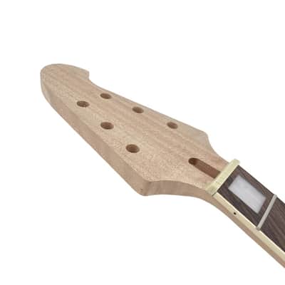 Electric Guitar Neck Triangular head 22 Fret 628mm Mahogany Rosewood Electric Guitar Head Necks Normal nut Bolt on heel With Binding Block Inlay image 4