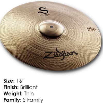 Zildjian 16" S Series Thin Crash Cymbal 2016 - Present - Brilliant image 2