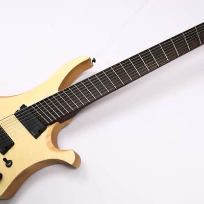Agile 8 String Multi-Scale Fan Fret Headless Electric Guitar CHIRAL NIRVANA 82528 EB MOD SS Natural Flame image 5
