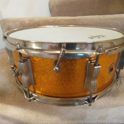 Ludwig Vintage 1966 gold sparkle Jazz Festival snare drum exceptional! image 12