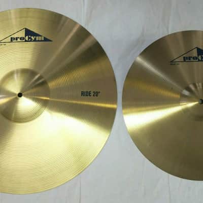 Pro Cym BECKENSATZ by Spizzichino Brass 20" Ride,16" Crash, 14"Hi-Hat für Einsteiger! Very Rare! image 2