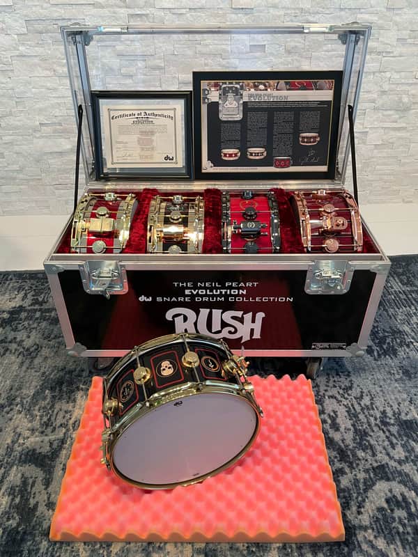 DW Neil Peart Rush “SUPER” Evolution Snare Drum Collection Featuring a total of 5 (five) Snares 1995-2004-2007-2010-2016 - Custom image 1
