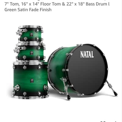 Natal Cafe Racer drum set last of the tulip wood!!!! - Green satin fade finish image 2