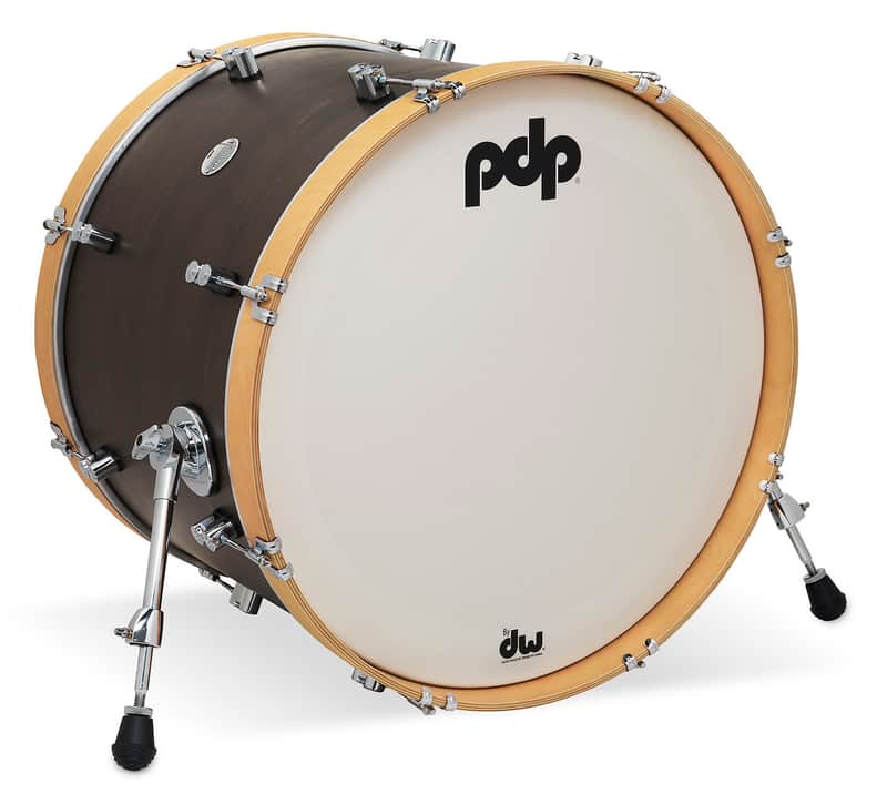 PDP Concept Classic 16x22 Walnut Stain Kick Drum with Natural Stain Hoops image 1