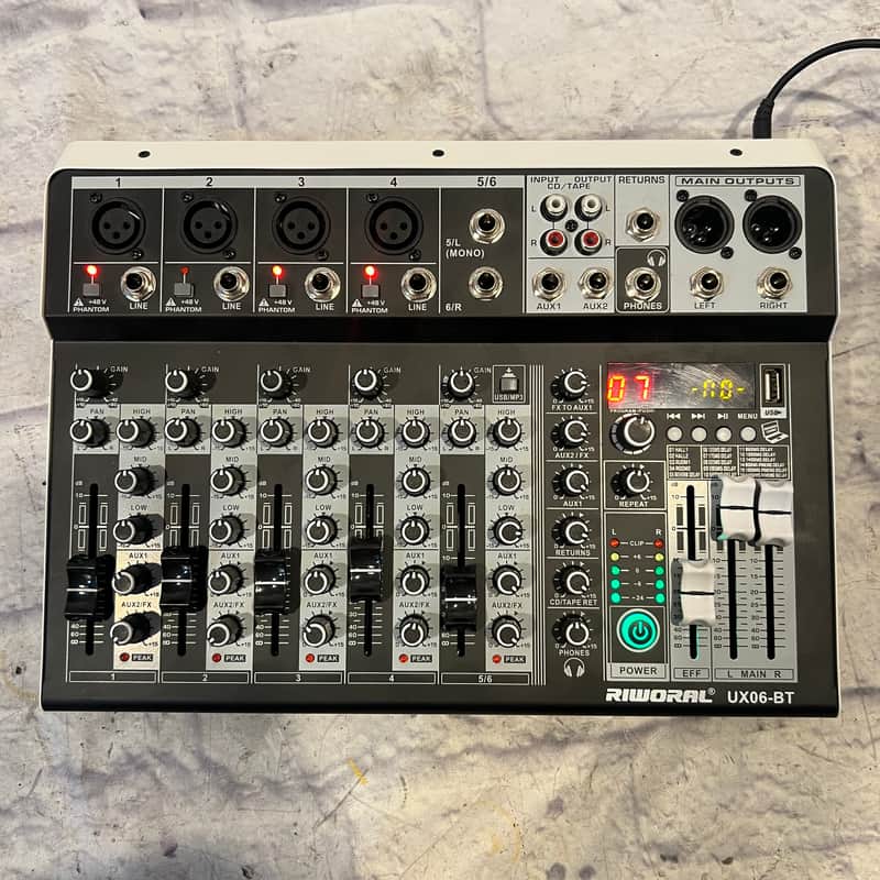 Riworal UX06-BT 6 Channel Passive Mixer with fx and Bluetooth image 1