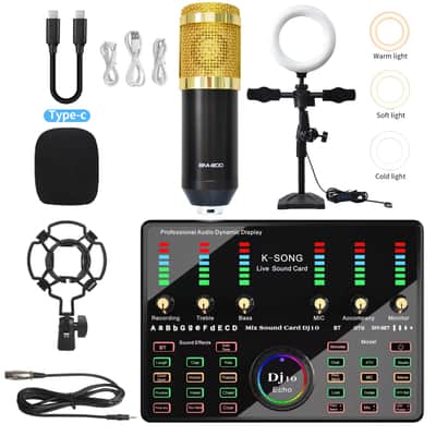Sound Card Mobile Phone Bluetooth K Song Microphone Condenser Wireless Microphone Sound Card Dedicated Full Set image 10