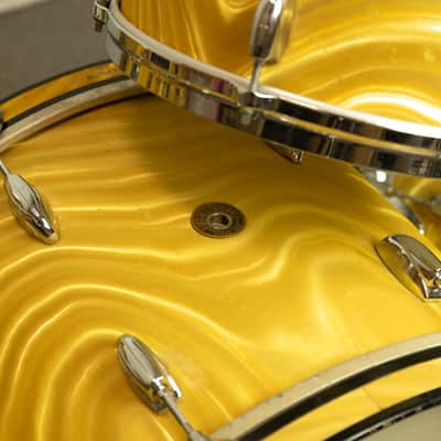 1960s Gretsch Gold Satin Flame "Double Bass" Drum Set image 6