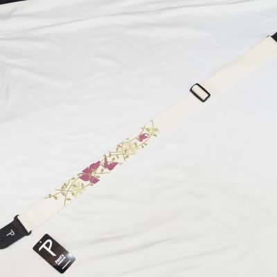 PERRI's Butterflies and Vines cotton Guitar Strap NEW - Leather ends - 2" wide image 2