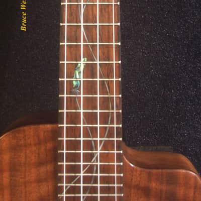 Handmade Gypsy Concert Ukulele, ArchBack Curly Wanut, Acacia MOP & Abalone Inlay, Soft-bag, Bruce Wei GUT15-2009 image 3