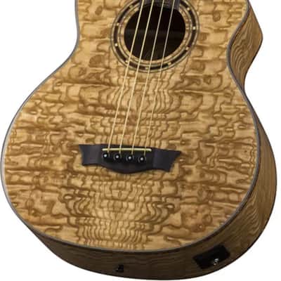 Dean Exotica 4-String Acoustic-Electric Bass Guitar, Quilted Ash Top, Gloss Natural image 4