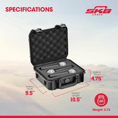 SKB iSeries Microphone Hard Case, Waterproof Polypropylene Shell with 3-Slot Foam Interior and Durable Latches for Mic System Protection image 3