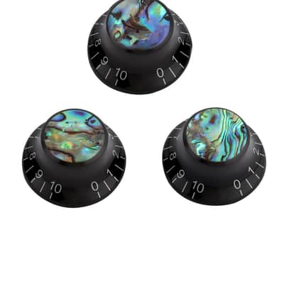 Guitar Knobs Abalone Top Speed Control Knob 6mm Shaft Pots Volumn Tone Knobs Compatiable with Strat Stratocaster Electric Guitar Set of 3Pcs Black with Abalone Top. image 2